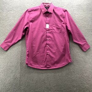 Bergamo Mens Long Sleeve Dress Shirt w/ Cuff Links Fuchsia Size 16-16 1/2 32/33